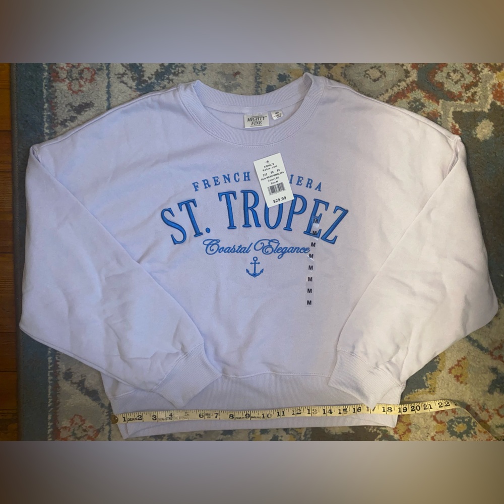Juniors Lavender Cropped Crewneck